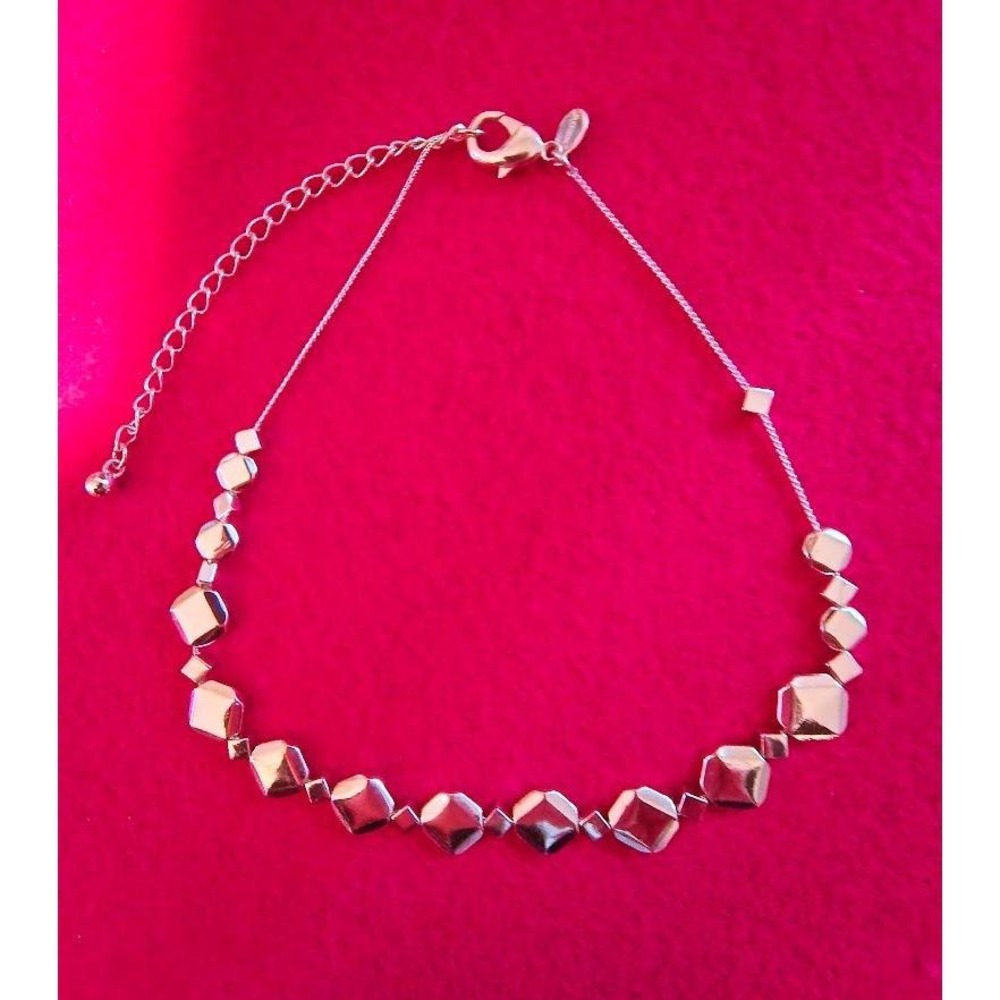 Chico's Vintage Silver Tone Metal Geometric‎ Square Link Necklace 4" Extender